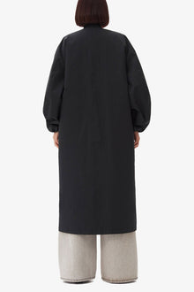 Tech Seersucker Oversized Shell Coat | Black