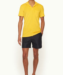 Terry Towelling Tailored Fit Cotton Towelling Polo Shirt | Yellow Blaze