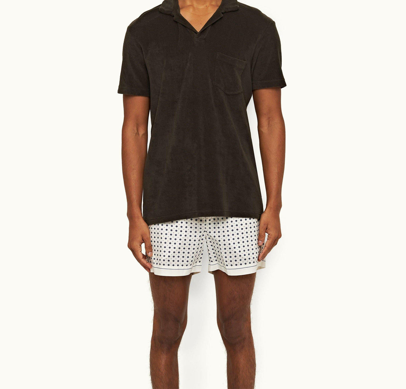 Terry Towelling Tailored Fit Resort Towelling Polo Shirt | Truffle