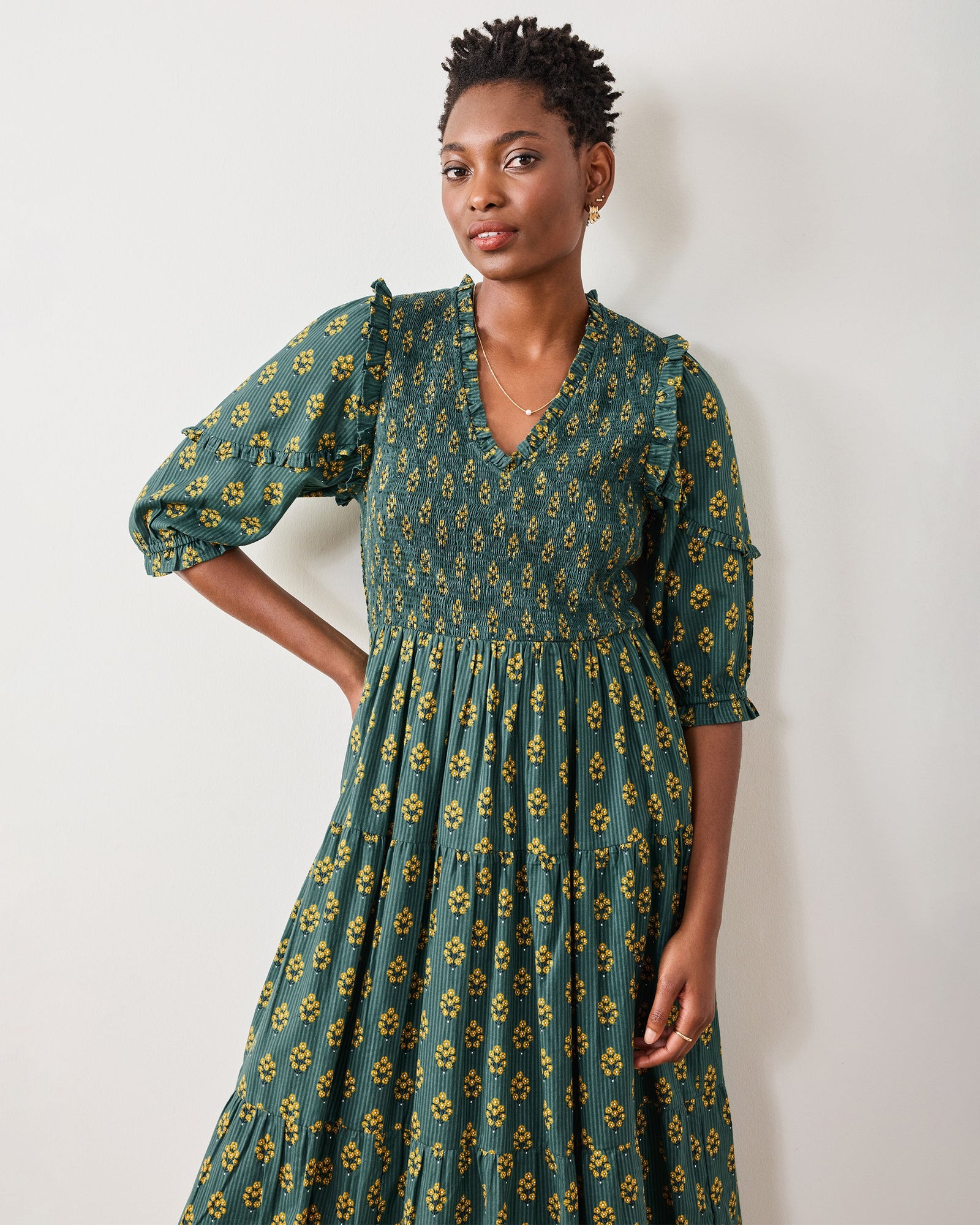 Texas Bouquet - Myrtle Dress - Desert Moss - Printfresh