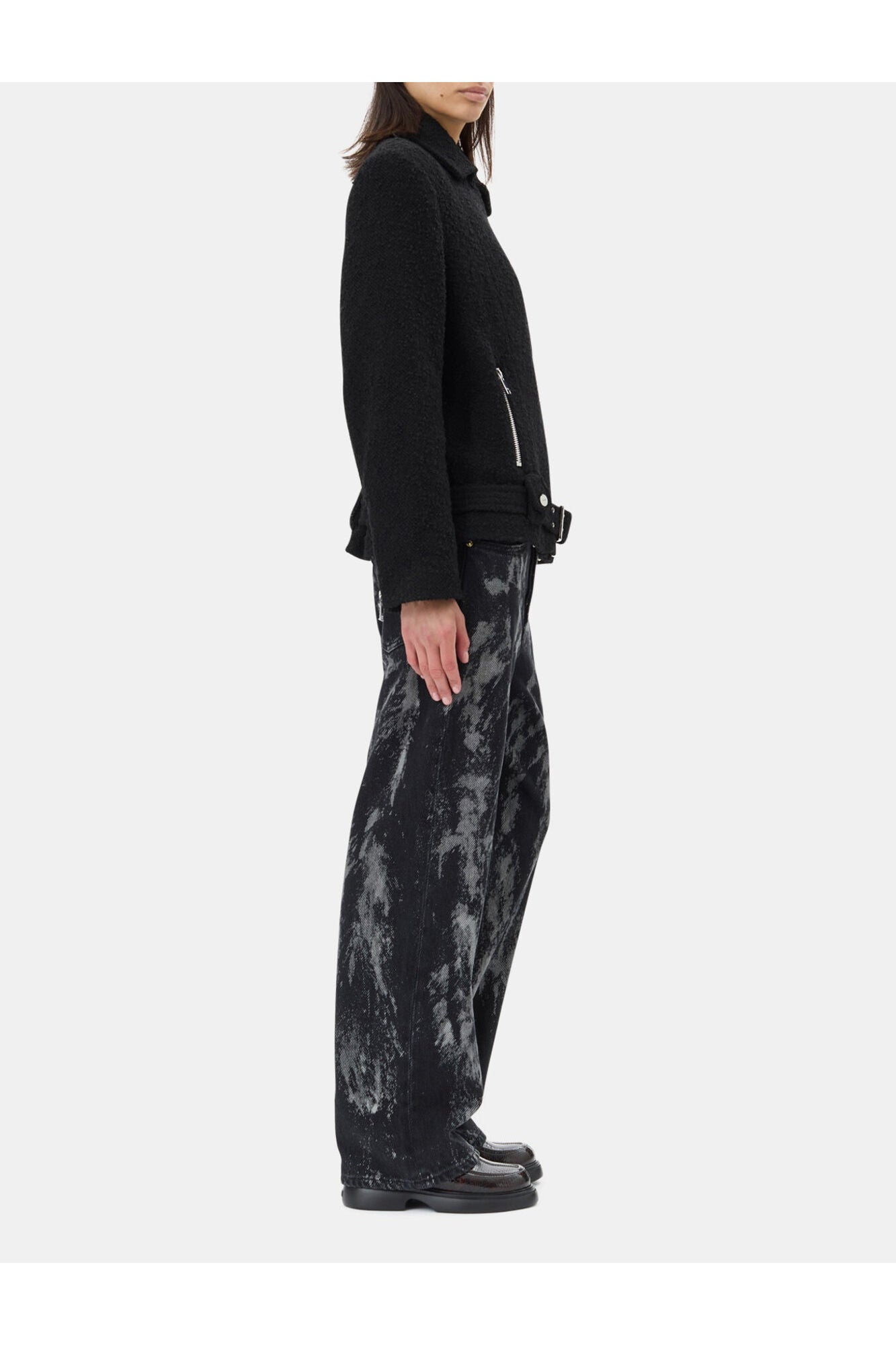 Textured Boucle Wool Jacket | Black