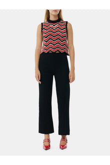 Textured Suiting Cropped Trousers | Black