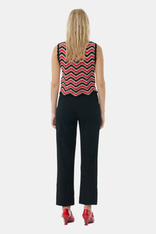 Textured Suiting Cropped Trousers | Black