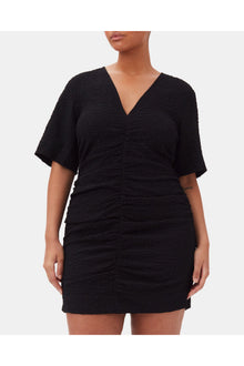 Textured Suiting Mini Dress | Black
