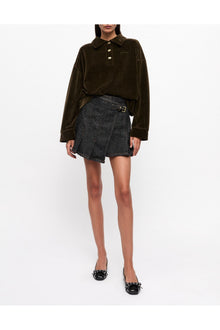 Textured Wrap Skirt | Black