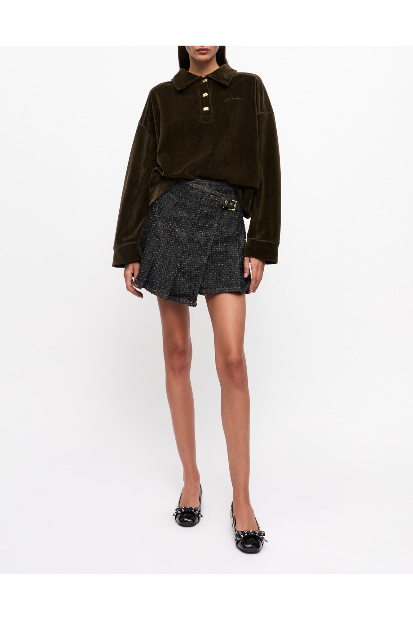 Textured Wrap Skirt | Black