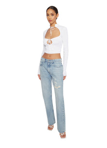Womens | Thermal Knit Tie Top | White