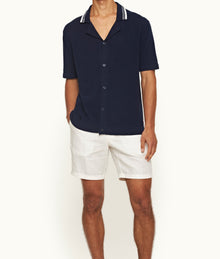 Tiernan Classic Fit Capri Collar Stripe Tipping Boucle Shirt | Azul Blue/White