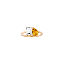 Toi et Moi Gemstone Classic Ring - White Topaz & Citrine Vermeil Yellow Gold First