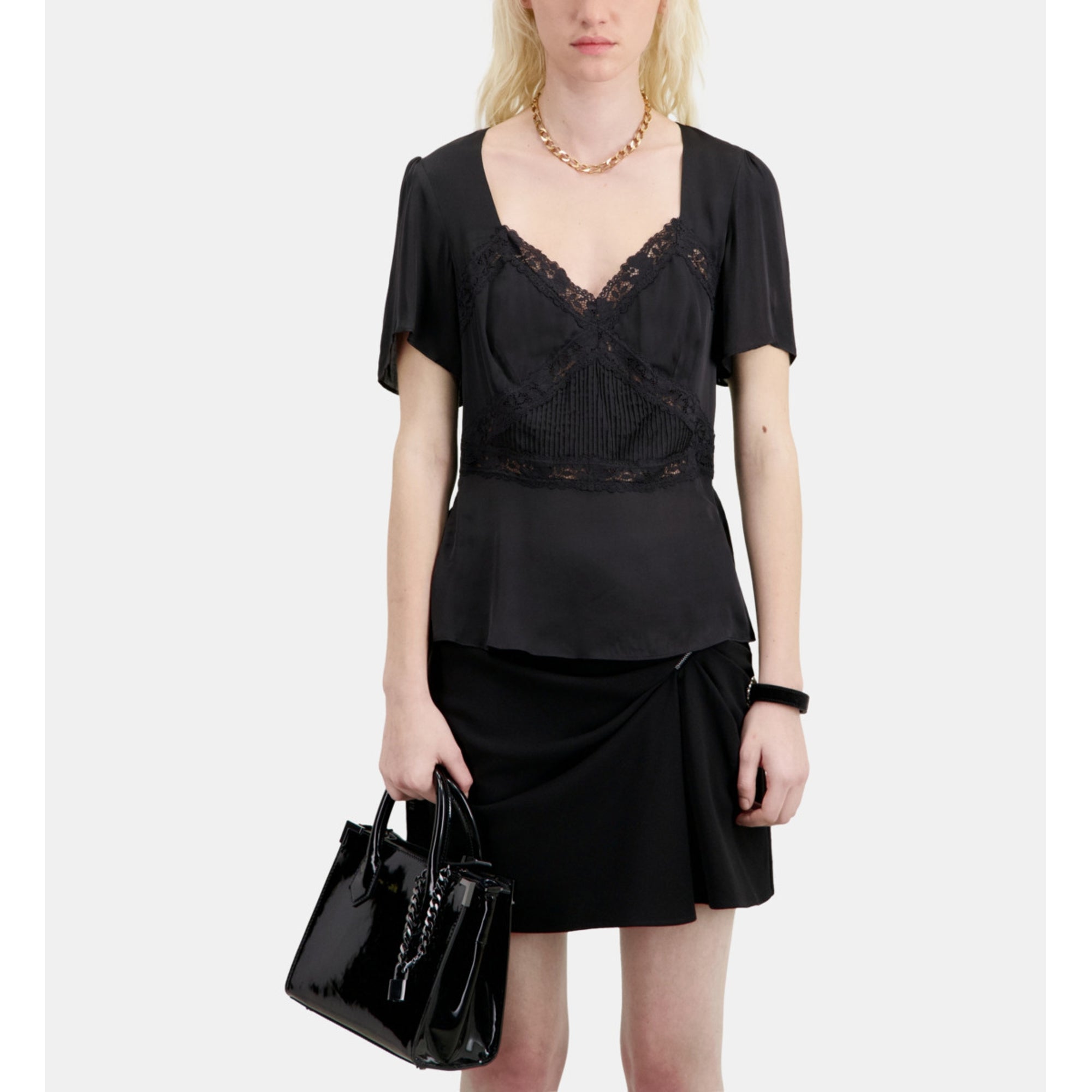 Top With Lace Details | Women | Black