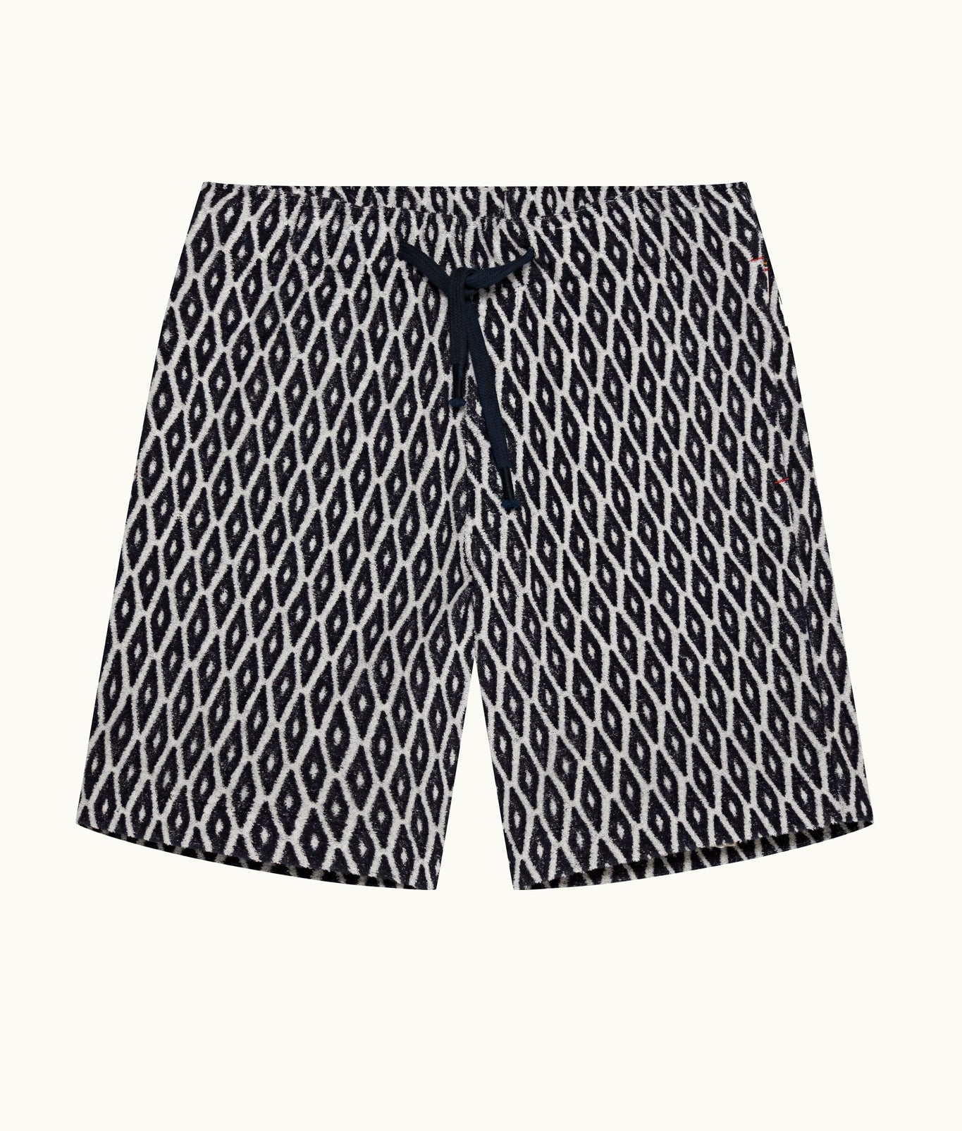 Trevone Classic Fit Geometric Towelling Drawcord Sweat Shorts | Night Iris