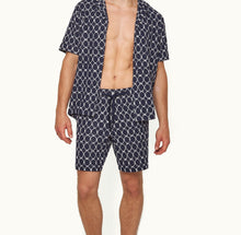 Trevone Towelling Geometric Tile Towelling Sweat Shorts | Midnight Navy
