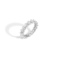 Lab Grown White Sapphire Trillion Eternity Ring Vermeil White Gold
