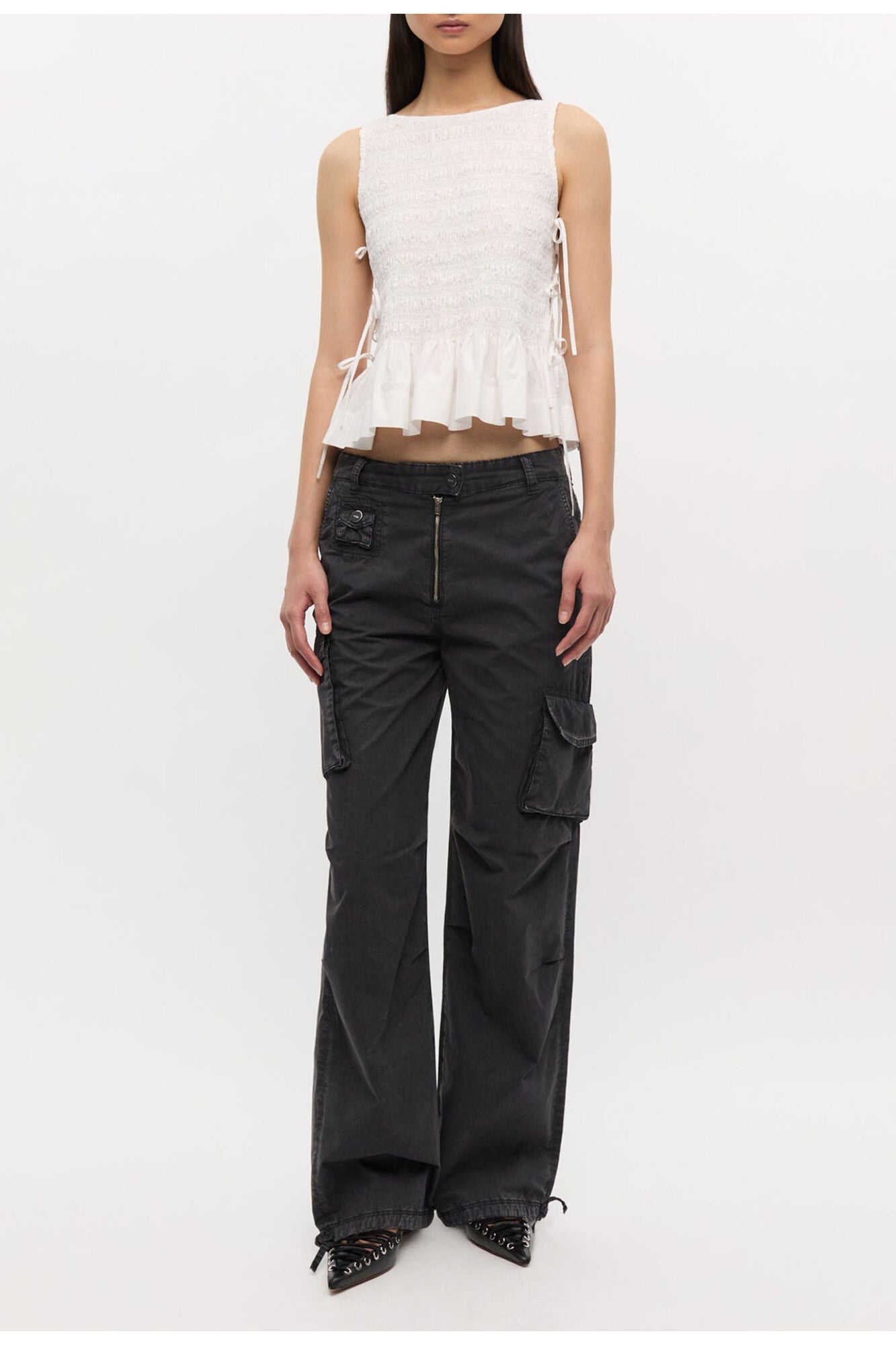 Trouseres in Black Washed Twill | Phantom