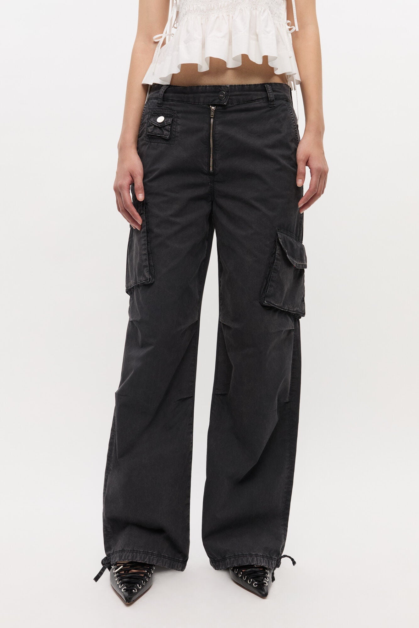Trouseres in Black Washed Twill | Phantom