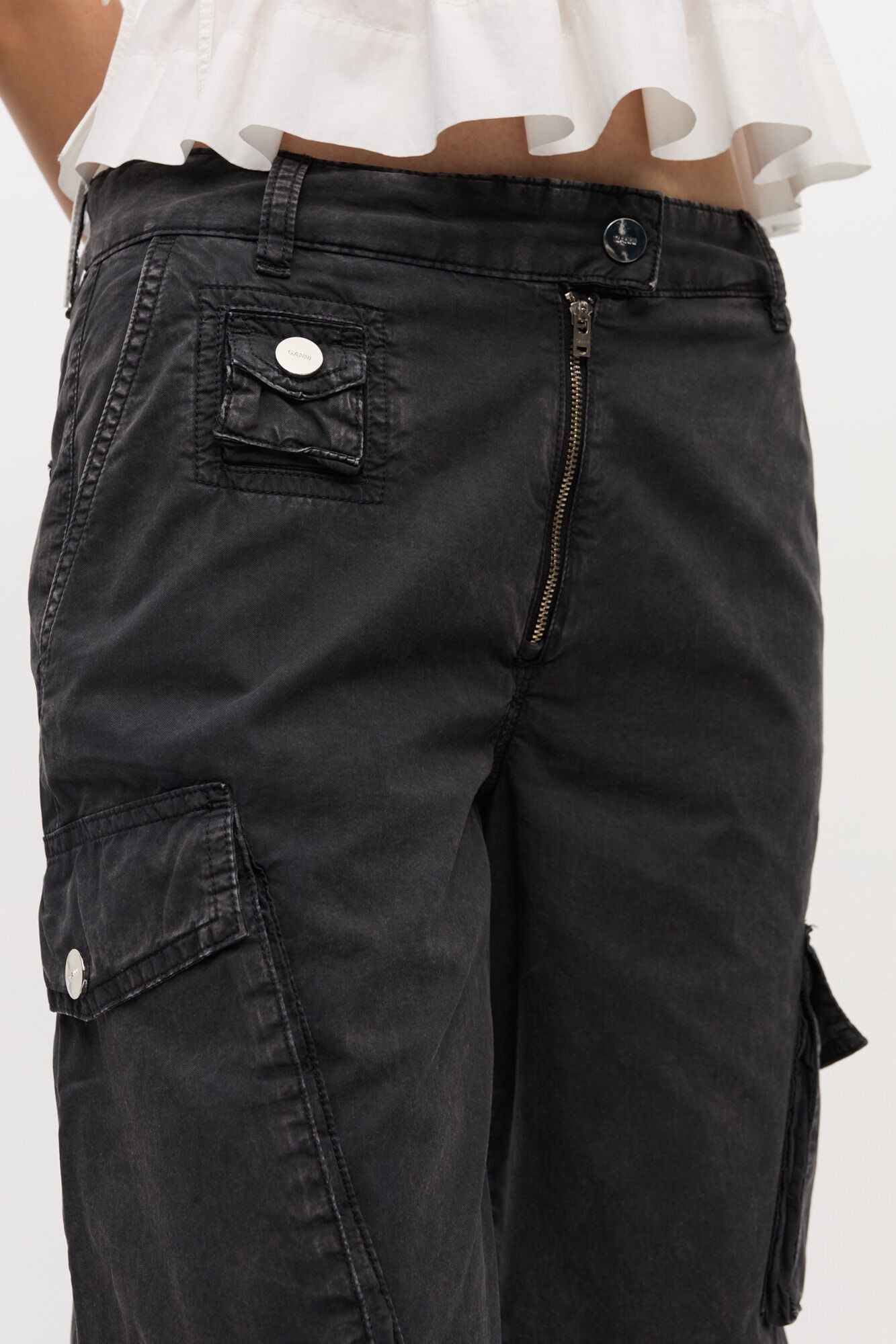 Trouseres in Black Washed Twill | Phantom