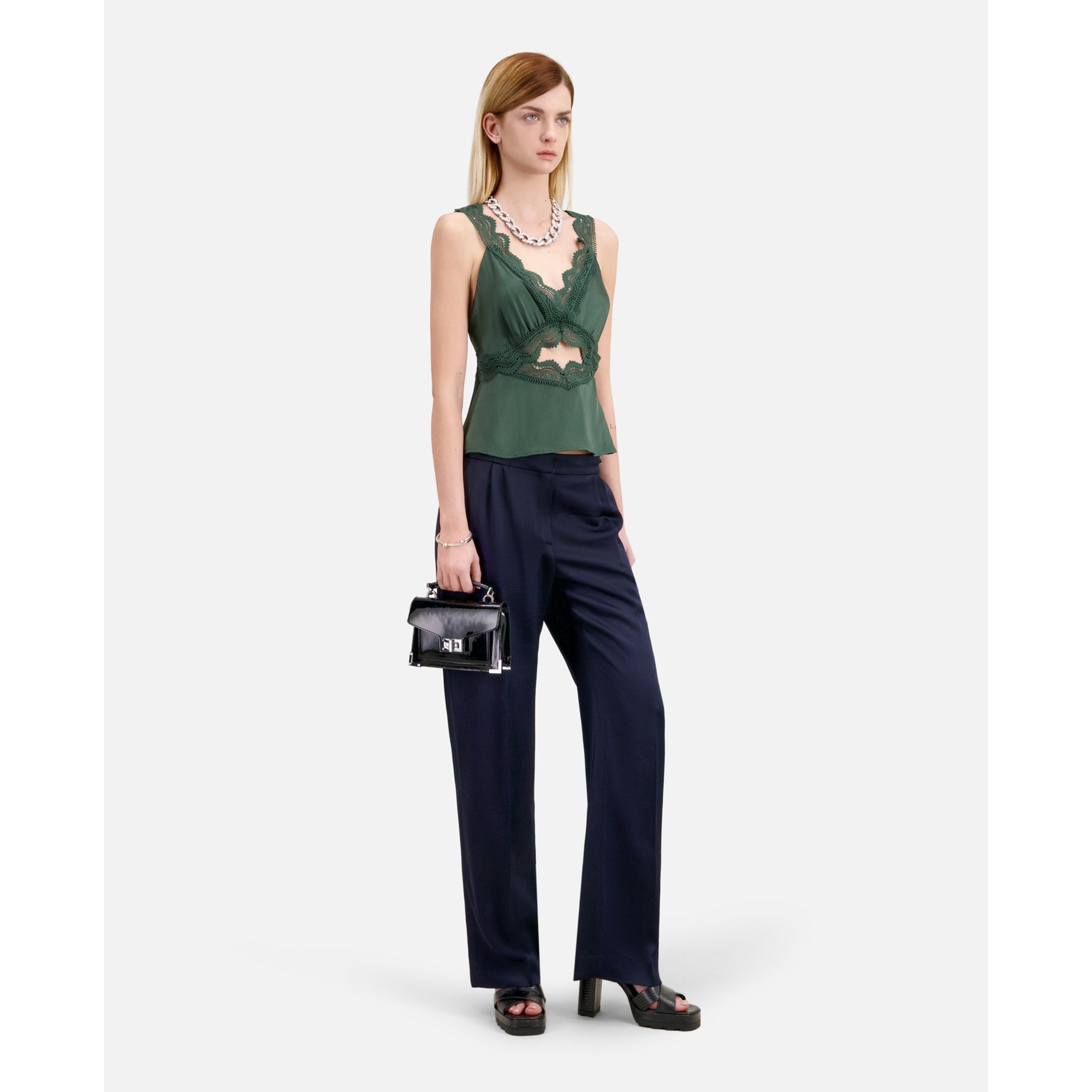 Trousers With Chains | Women | Navy Blue