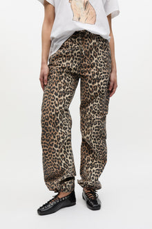Trousers in Leopard Washed Cotton Canvas | Almond Milk