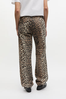 Trousers in Leopard Washed Cotton Canvas | Almond Milk