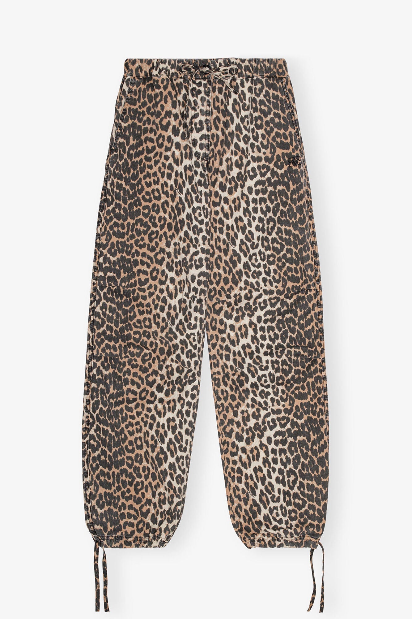 Trousers in Leopard Washed Cotton Canvas | Almond Milk