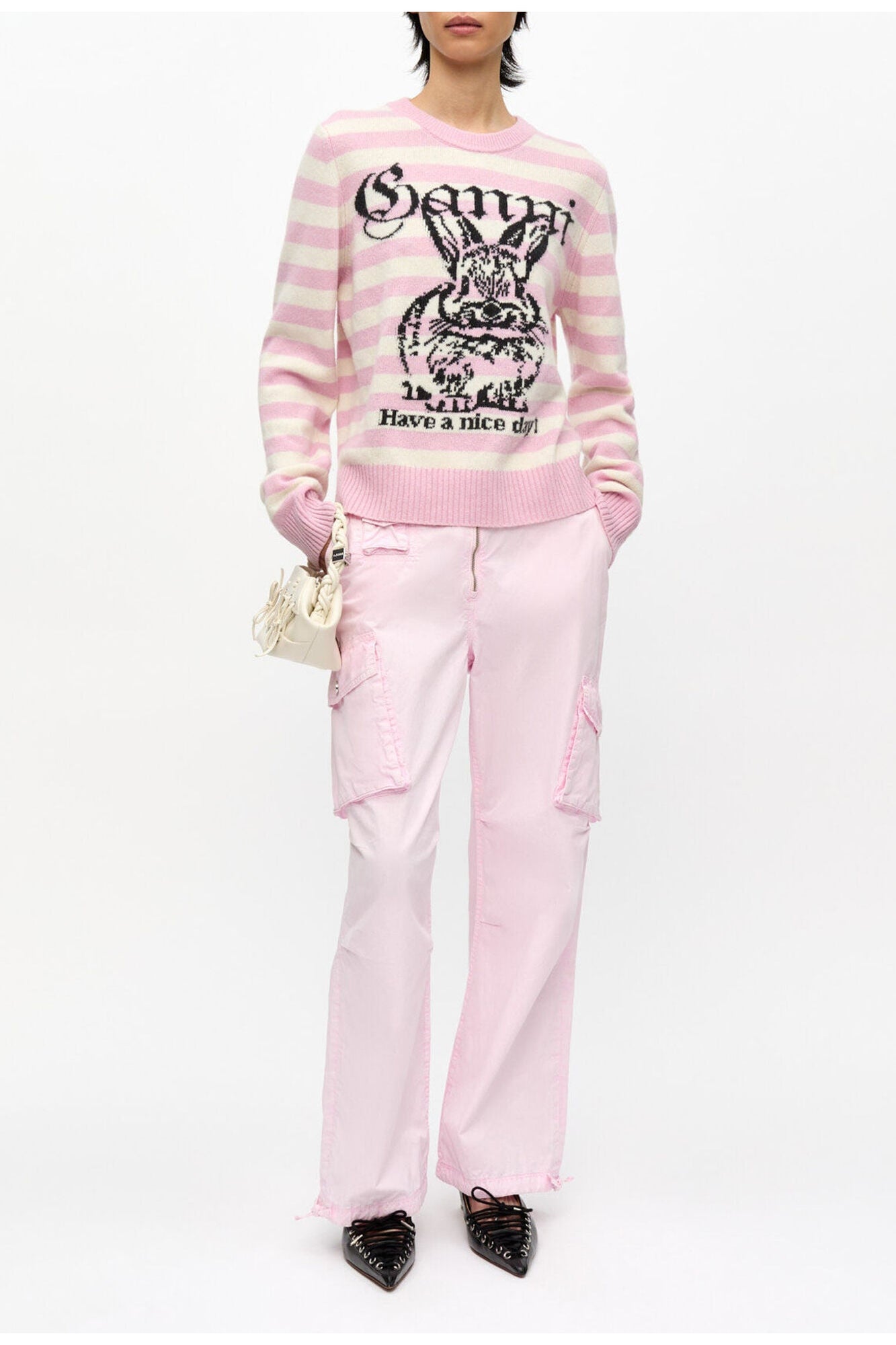 Trousers in Washed Cotton Twill | Primrose Pink
