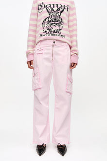 Trousers in Washed Cotton Twill | Primrose Pink