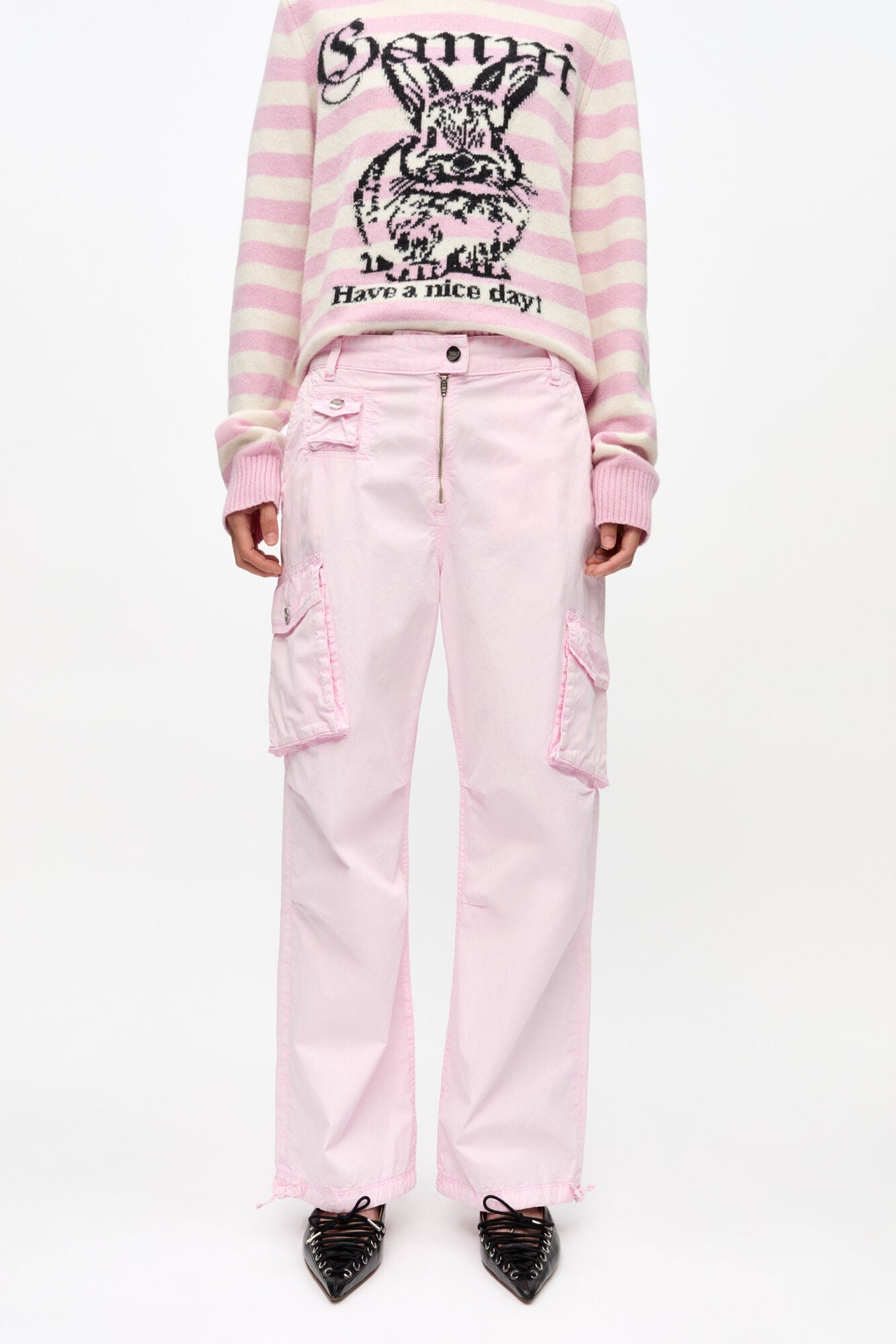 Trousers in Washed Cotton Twill | Primrose Pink