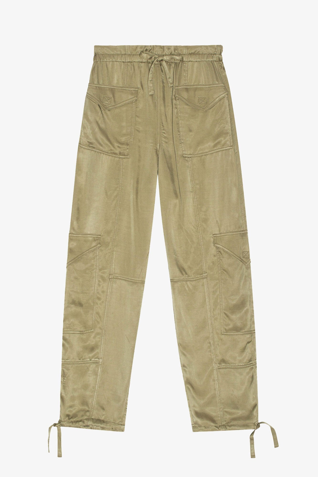Trousers in Washed Satin | Aloe