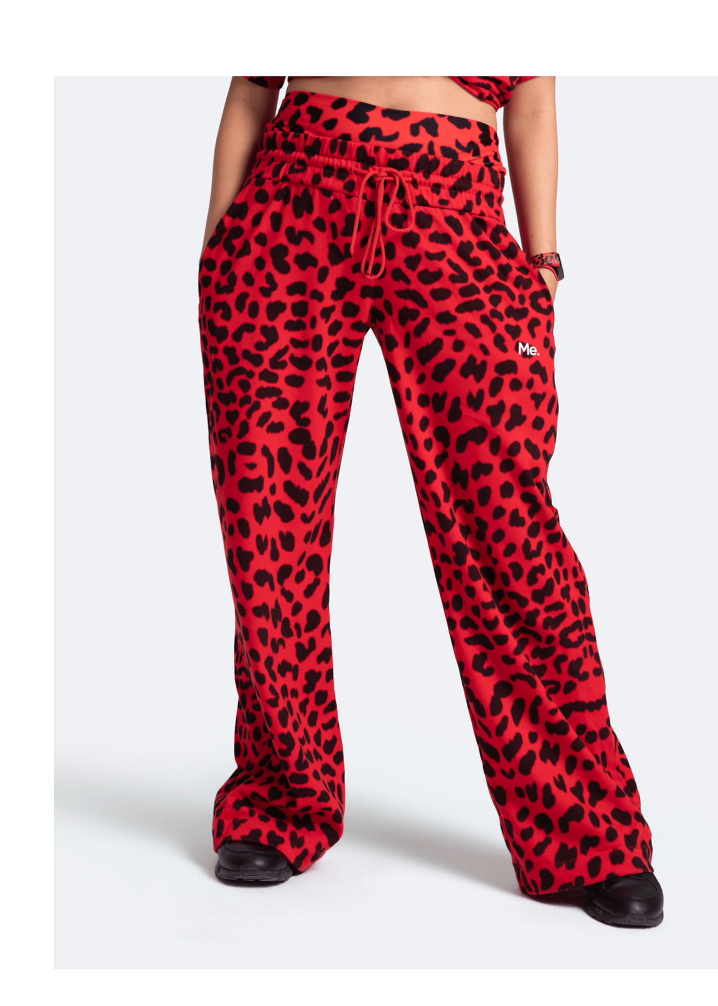 Tummy Control Wide Leg Pants | Red Leo