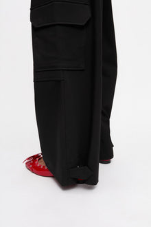 Twill Suiting Cargo Trousers | Black