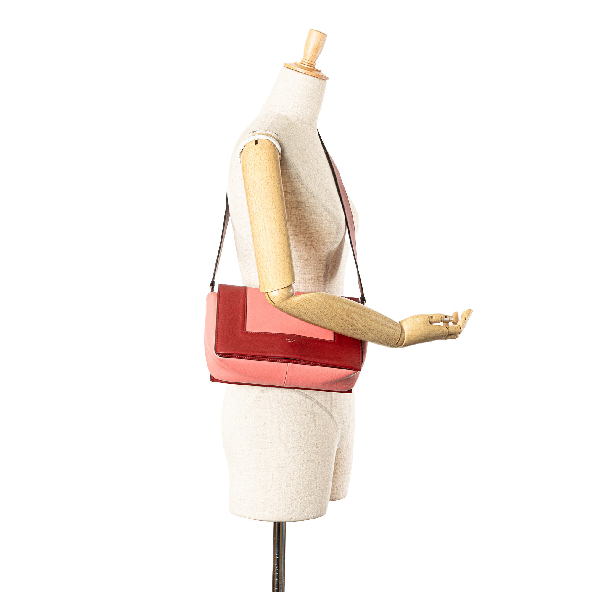 Celine | Pre-Owned Leather Frame Shoulder Bag | Pink/Salmon/Red