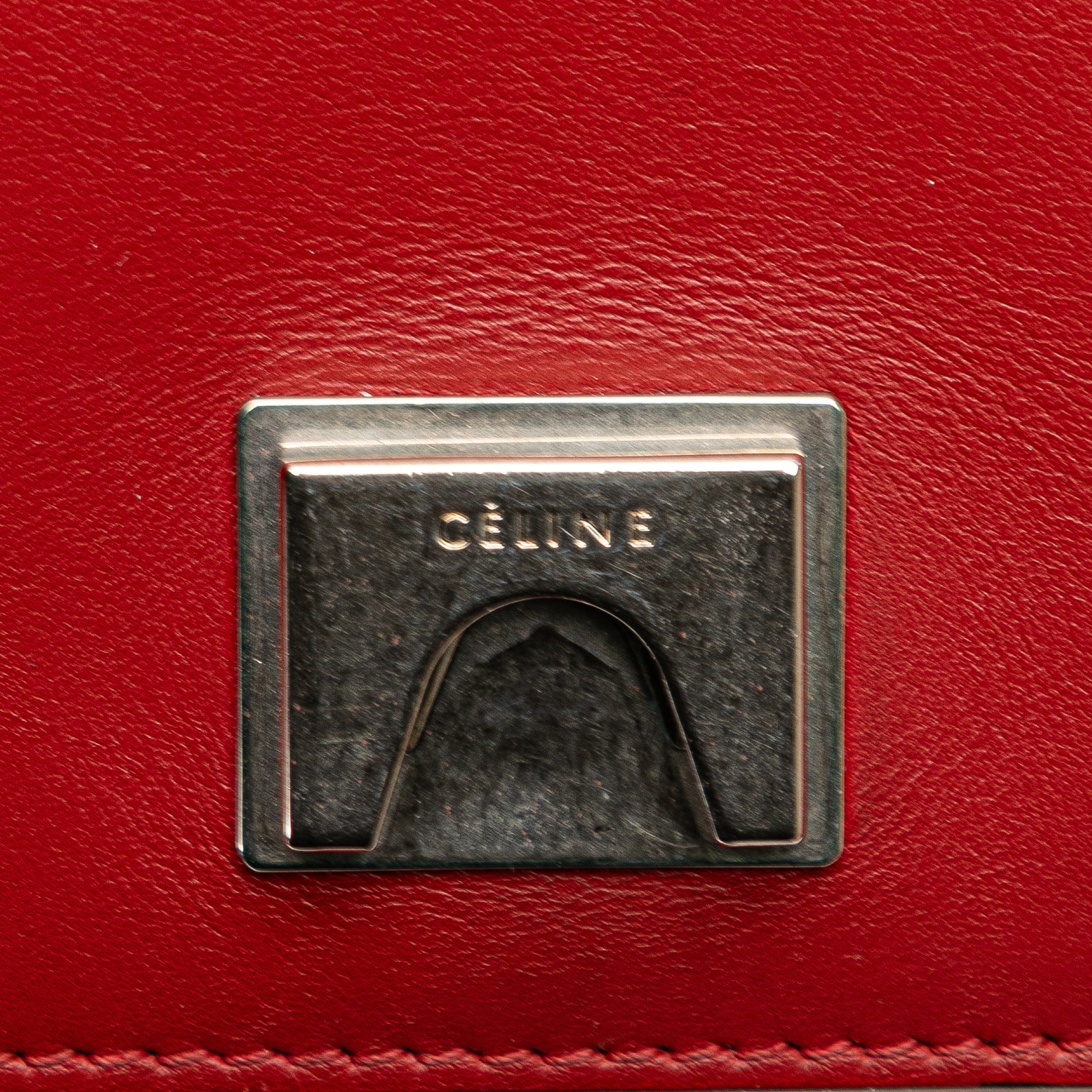 Celine | Pre-Owned Leather Frame Shoulder Bag | Pink/Salmon/Red