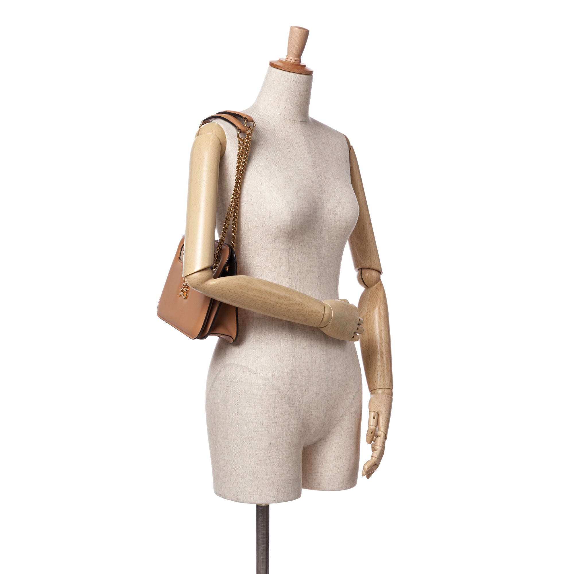 Fendi | Pre-Owned Calfskin Vitello King Nubuck Pequin Karligraphy Pocket Shoulder Bag | Brown