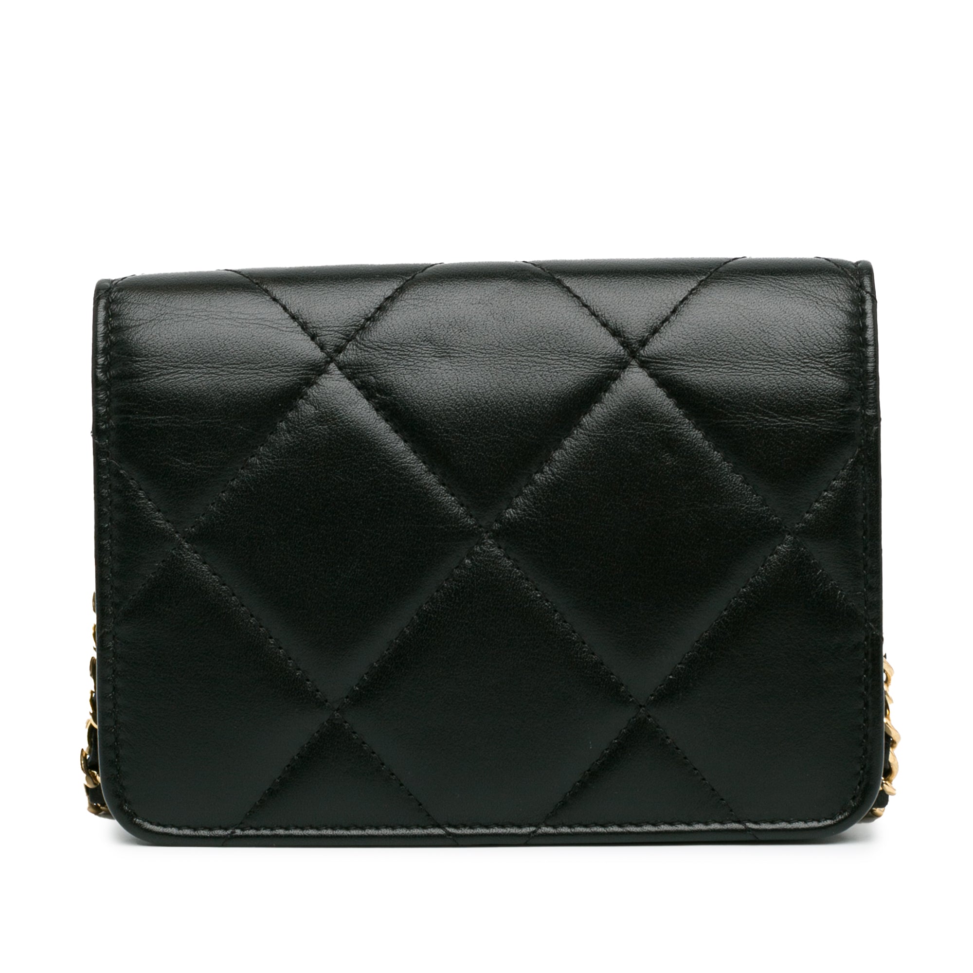 Chanel | Pre-Owned Quilted Calfskin Strass Clutch With Chain Flap | Black
