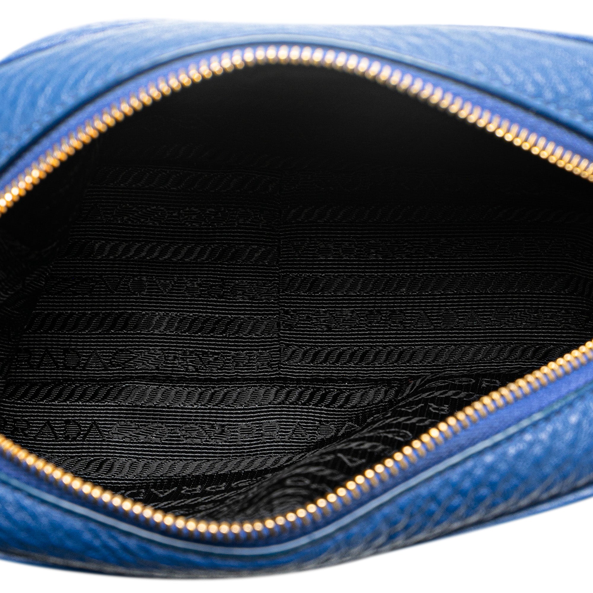 Prada | Pre-Owned Vitello Daino Cosmetic Pouch | Blue