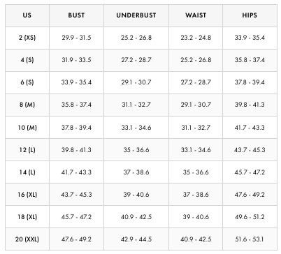 Product size guide