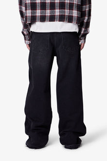 Ultra Baggy Offset Button Denim | Black