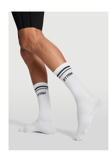 Unisex Half-Crew Socks | White/Black