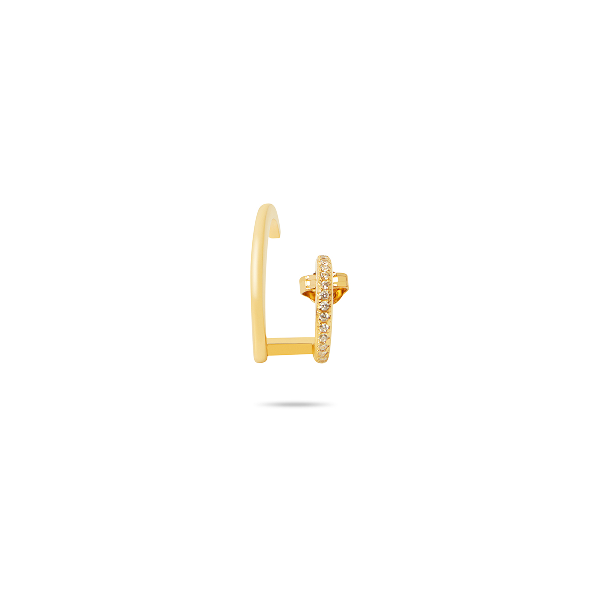 The Pave Double Hoop Ear Suspender | 18K Yellow Gold-Plated