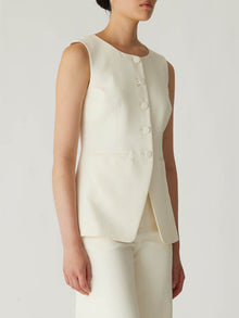 Refined Suiting Button Front Vest | Cream