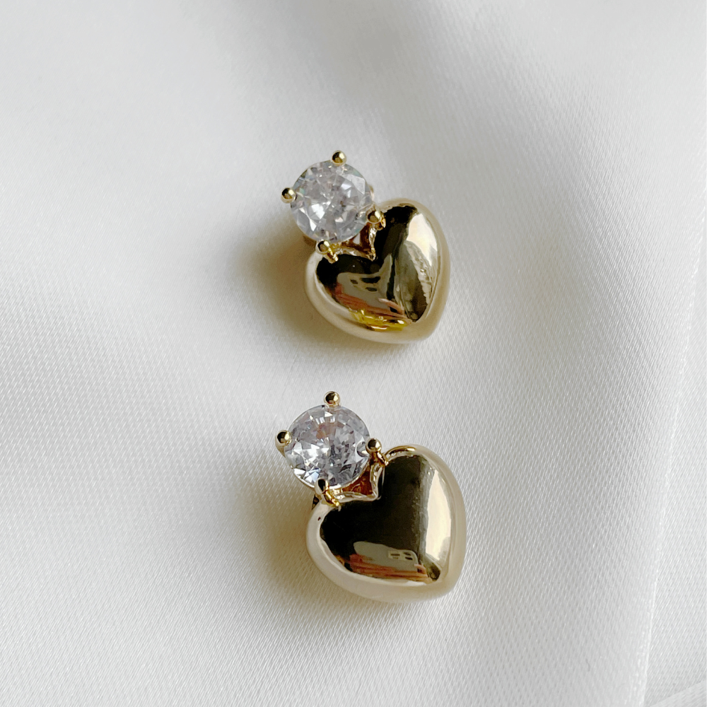 Scarlette Heart Studs | 18K Yellow Gold-Plated