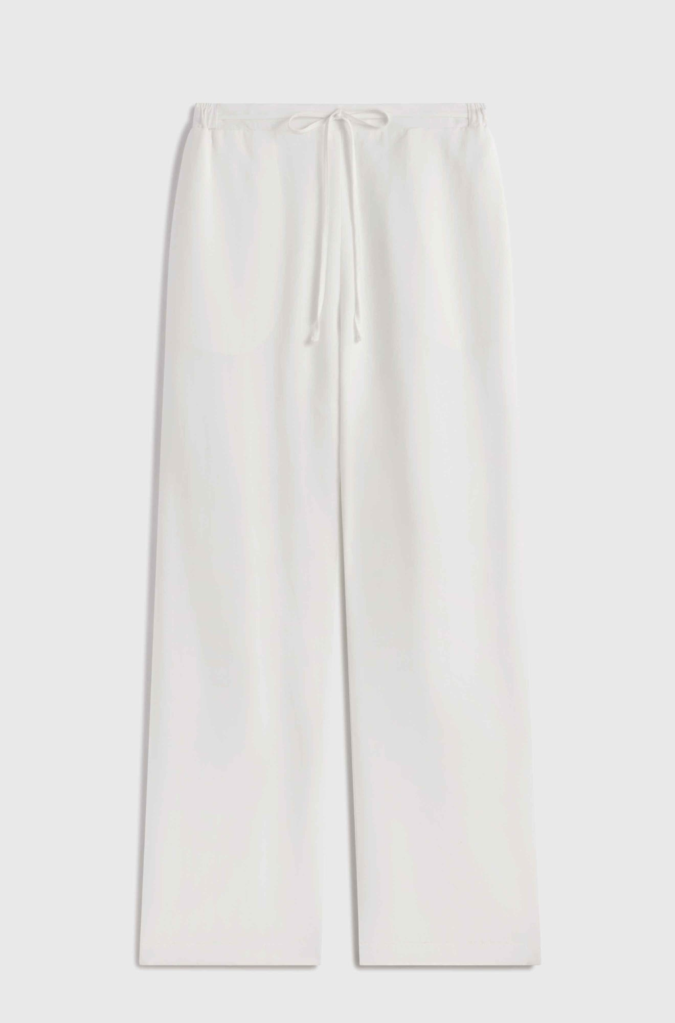 Front Tie Linen Pants | White