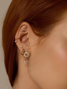 Sunlit Crescent Drop Earrings | 5A Grade Cubic Zirconia | 14K Gold Plated Brass