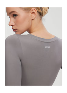 V-Neck Long Sleeve Top | Cool Gray