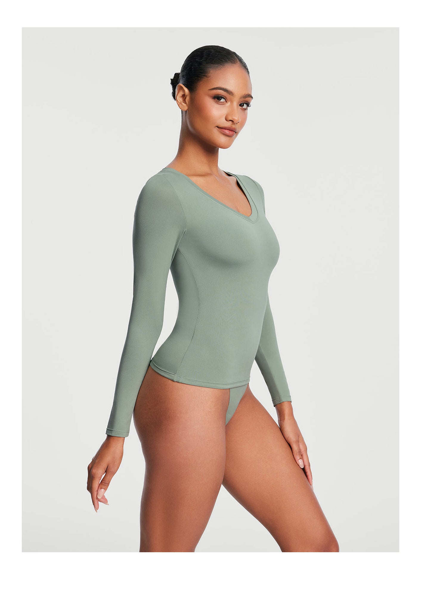 V-Neck Long Sleeve Top | Sage Green