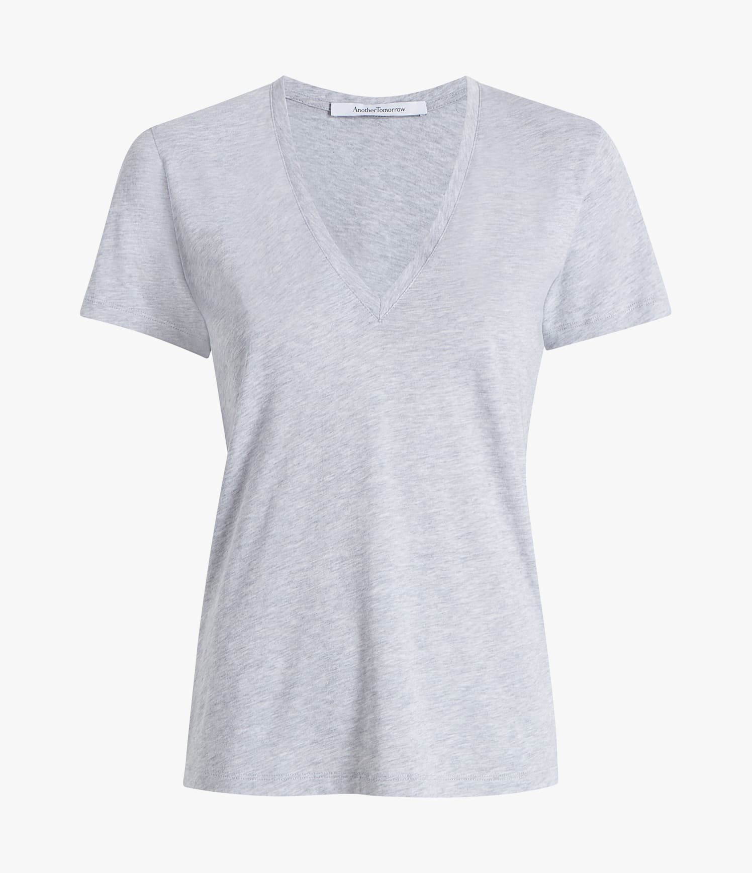 Another Tomorrow V-Neck Tee in Heather Grey – Cotton Women's Top