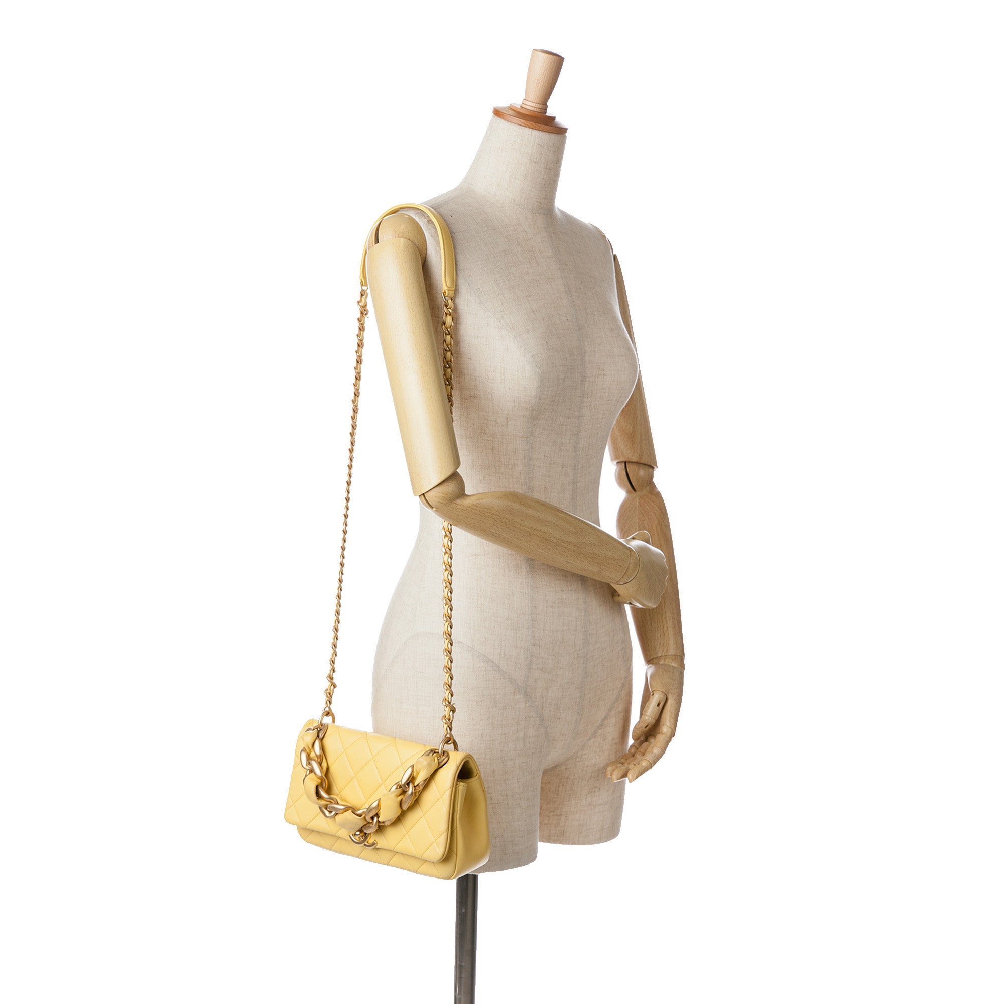 Chanel | Pre-Owned Quilted Lambskin Chain Is More Flap | Yellow