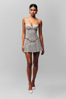 Womens | Floriane Gingham Skort | Black/ White Gingham Floral