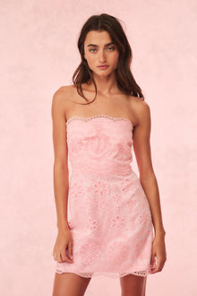 Vailia Organza Eyelet Mini Dress | Pale Pink