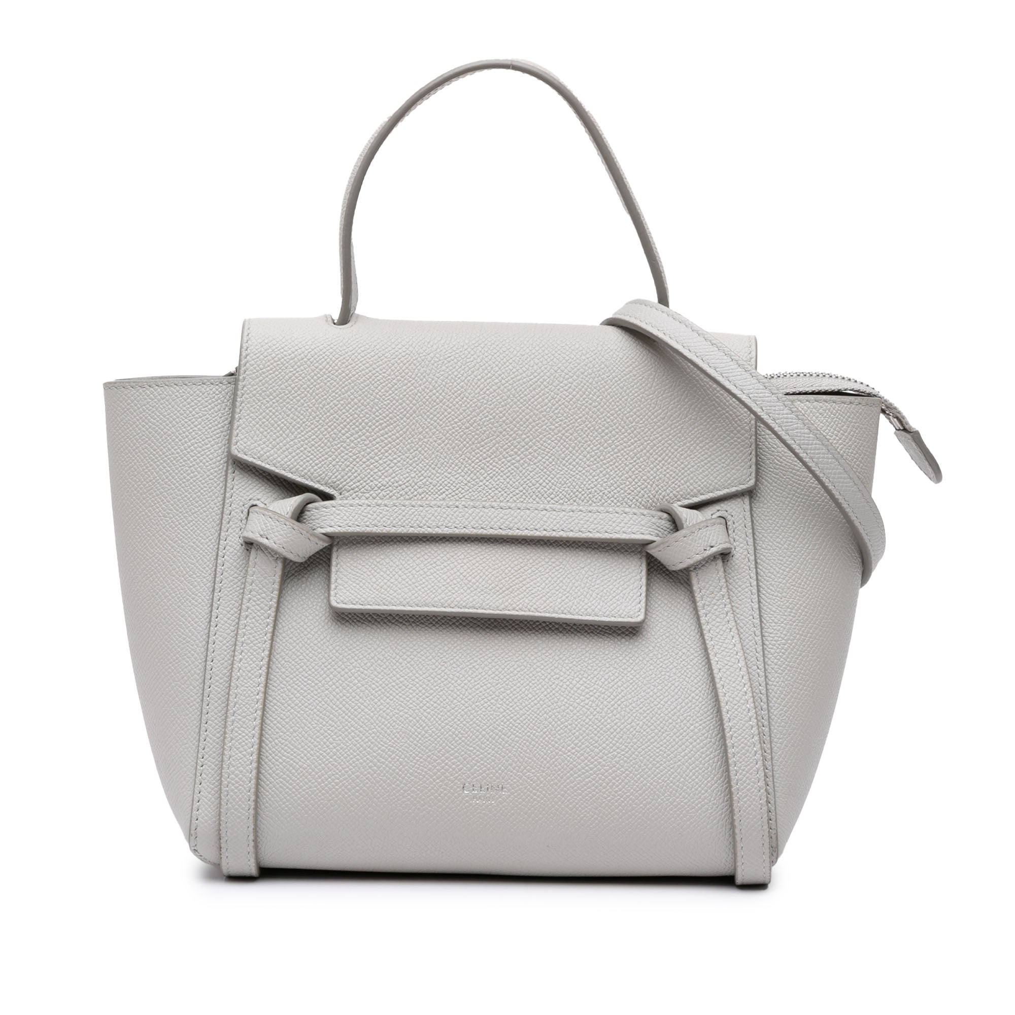 Celine | Pre-Owned Nano Grained Calfskin Belt Bag | Gray/Light Gray